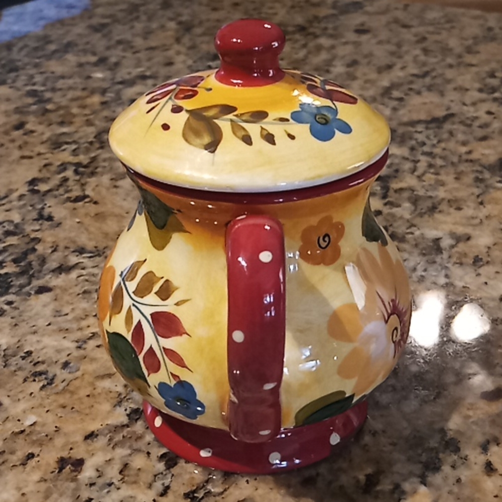 Oneida Sunset Bouquet Creamer And Sugar Dish With Notched Lid. Hand Painted. - Picture 7 of 16
